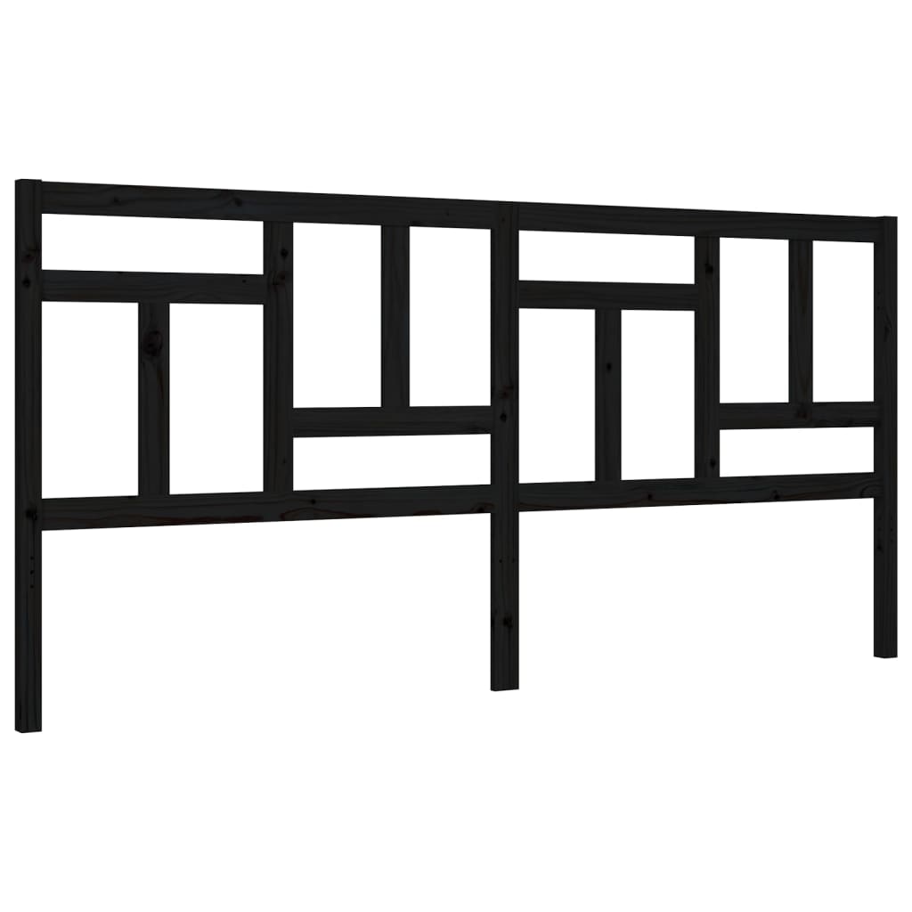 fekete tömör fa ágykeret fejtámlával 200 x 200 cm