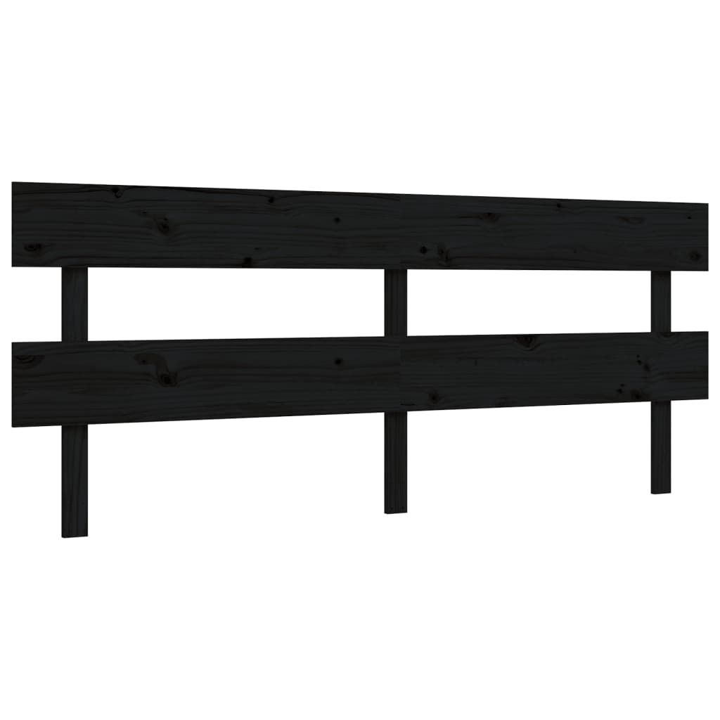 fekete tömör fa ágykeret fejtámlával 200 x 200 cm