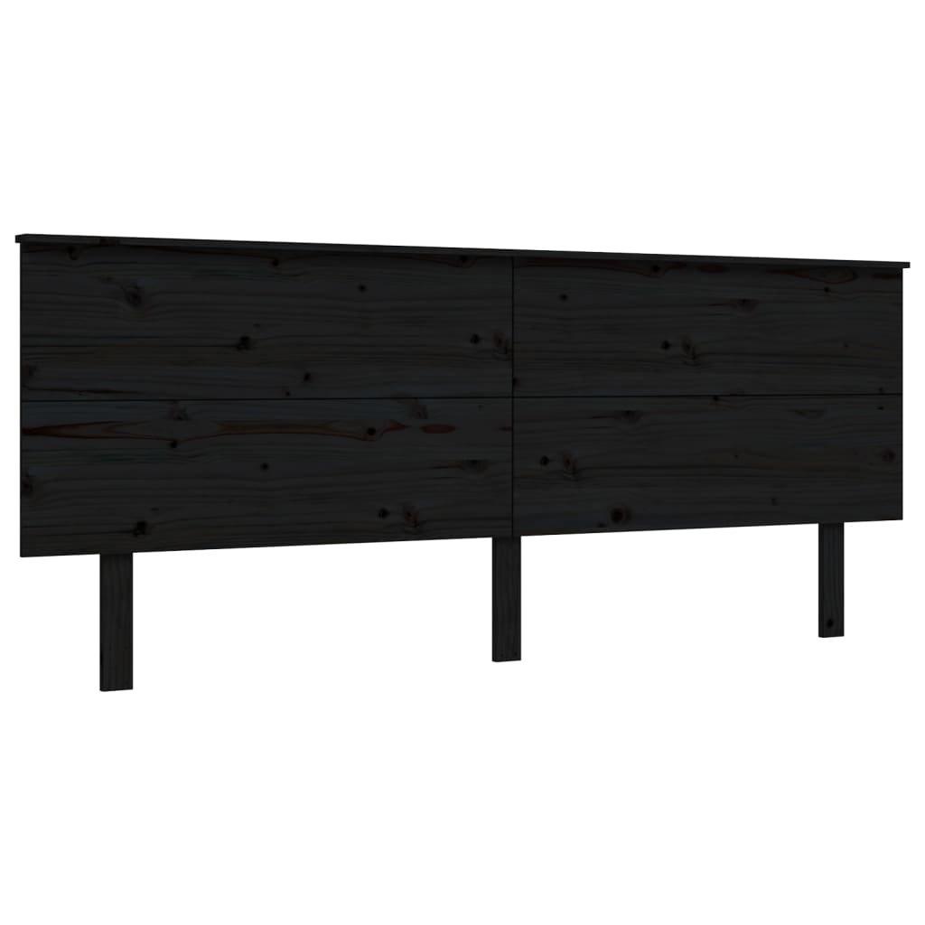 fekete tömör fa ágykeret fejtámlával 200 x 200 cm