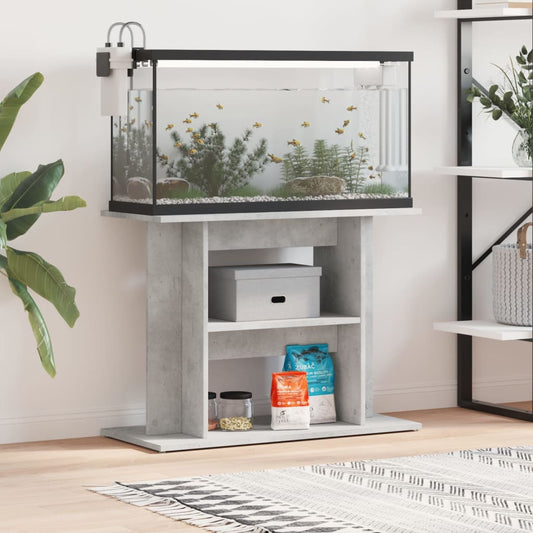 betonszürke akváriumállvány 80 x 35 x 60 cm rétegelt fából