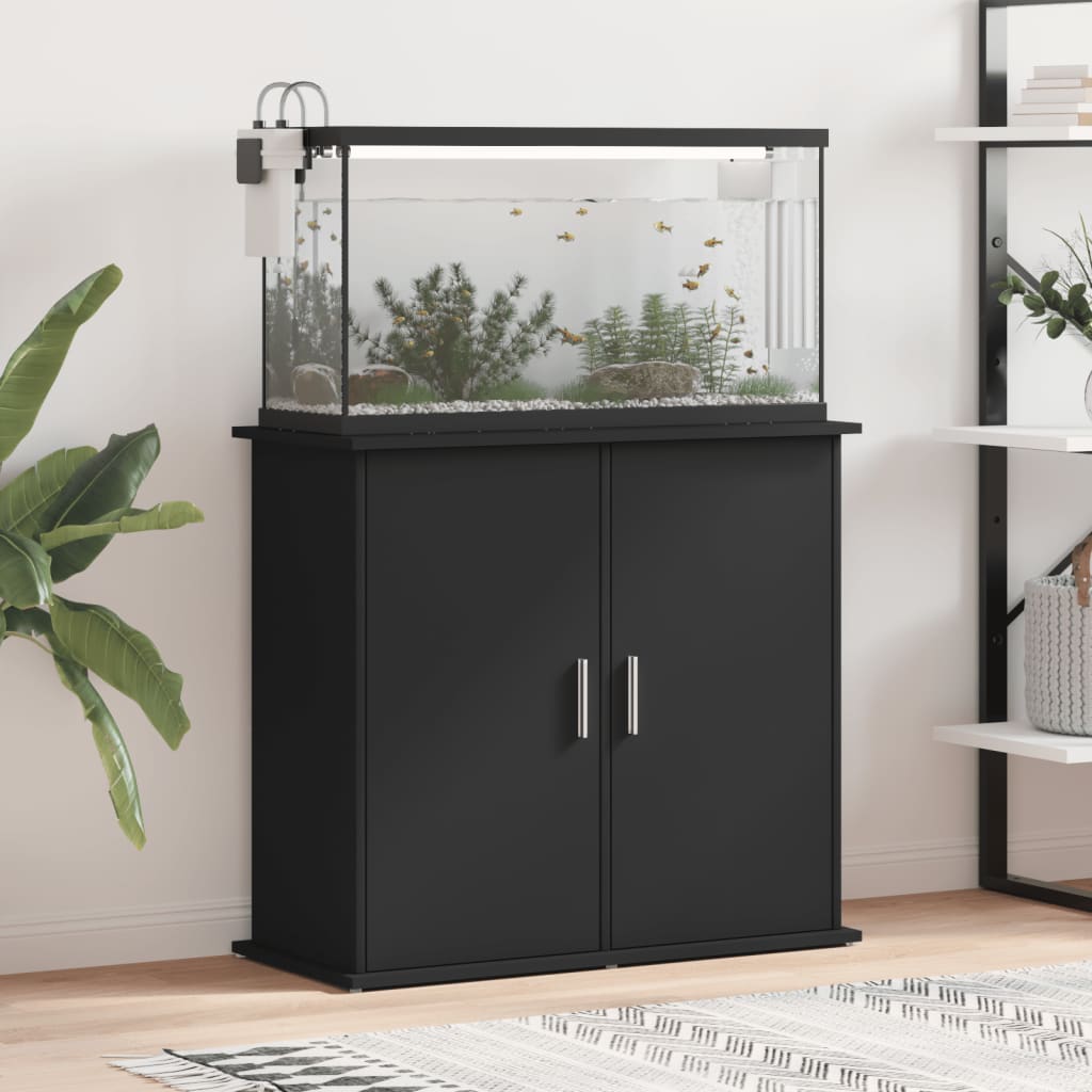 fekete szerelt fa akváriumi állvány 81x36x73 cm