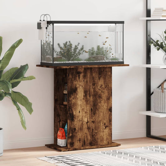 füstös tölgy szerelt fa akváriumtartó állvány 75x36x72,5 cm
