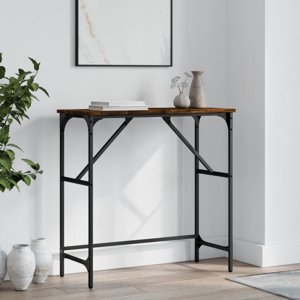 füstös tölgy színű szerelt fa tálalóasztal 75x32x75 cm