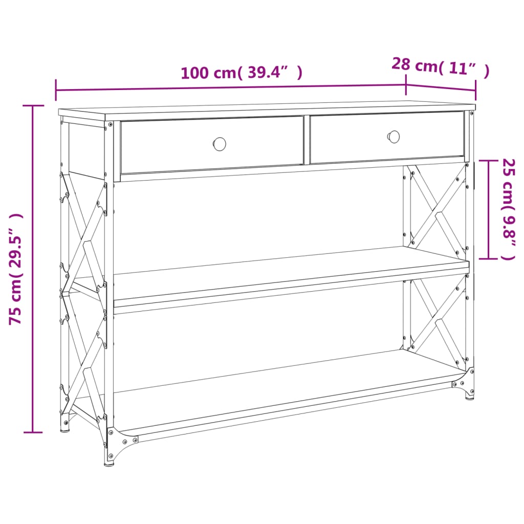 fekete szerelt fa tálalóasztal 100x28x75 cm