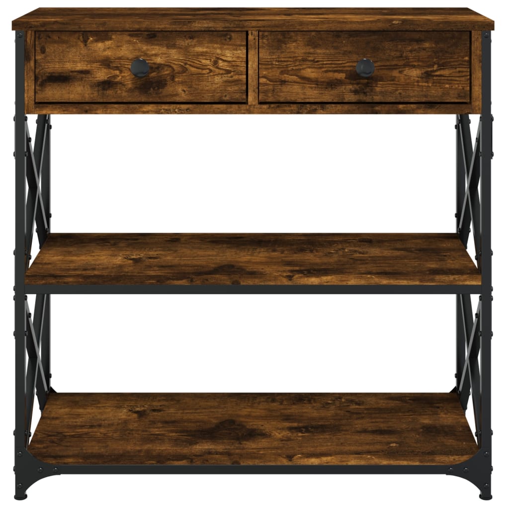 füstös tölgy színű szerelt fa tálalóasztal 75x28x75 cm