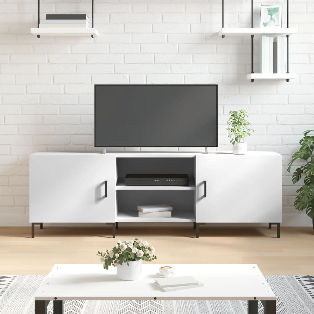 fehér szerelt fa TV-szekrény 150 x 30 x 50 cm