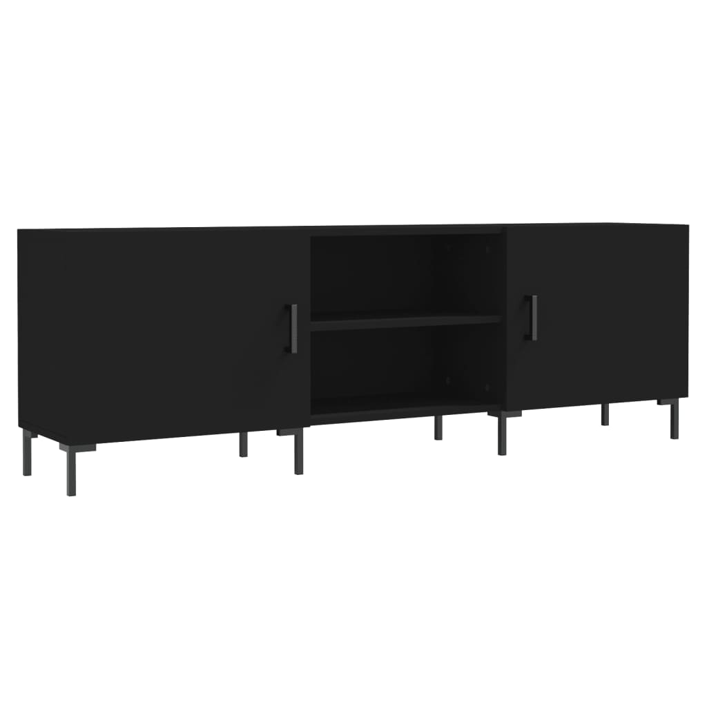 fekete szerelt fa TV-szekrény 150 x 30 x 50 cm