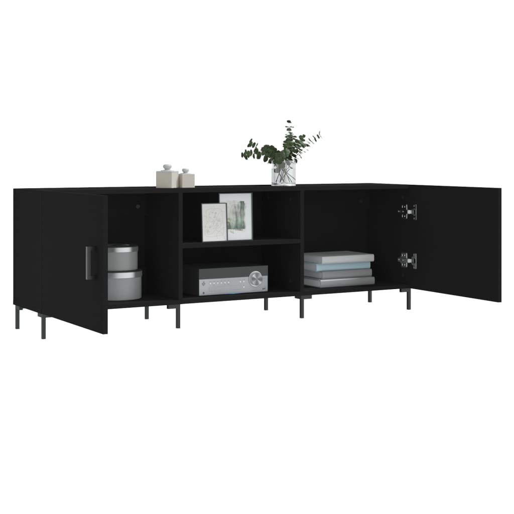 fekete szerelt fa TV-szekrény 150 x 30 x 50 cm