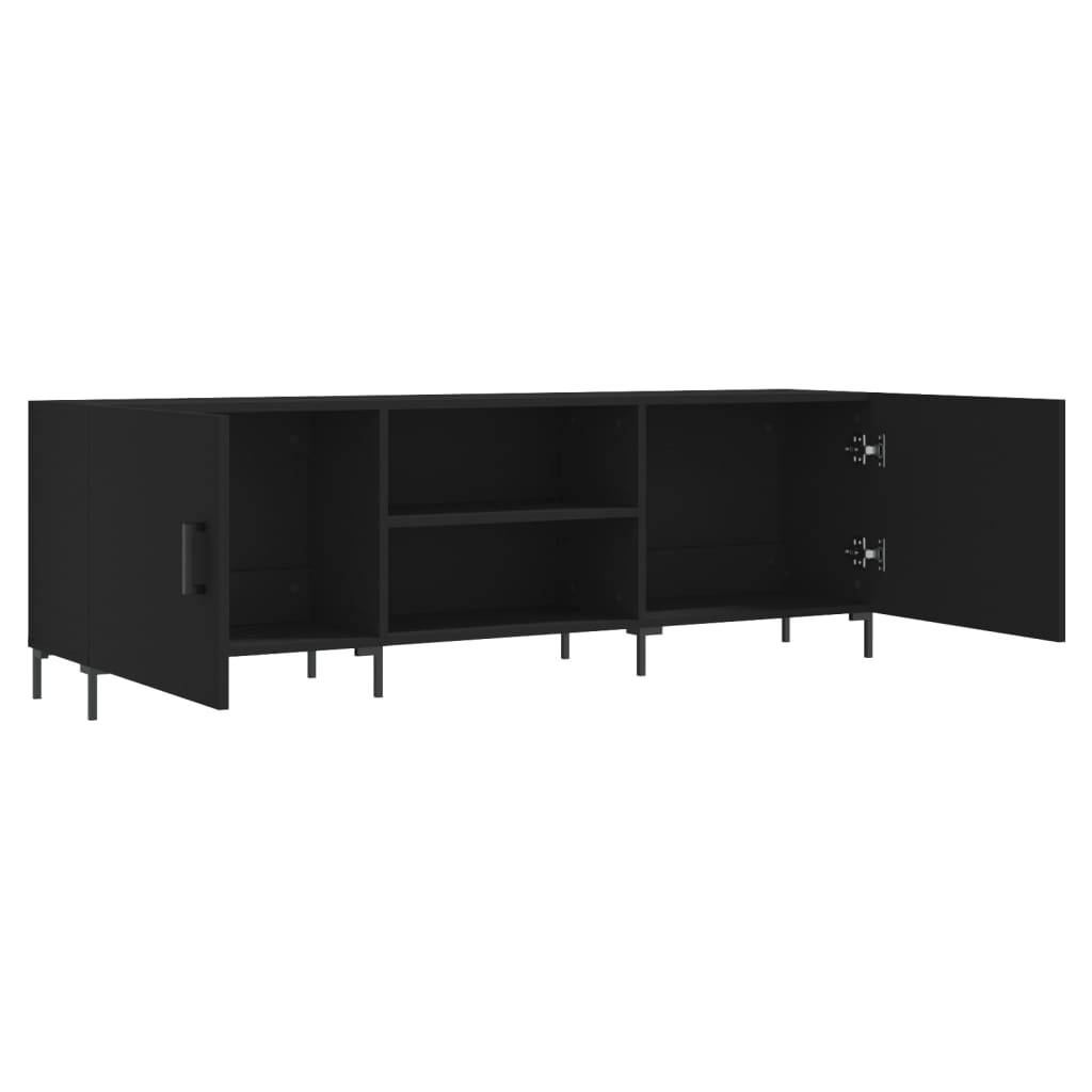 fekete szerelt fa TV-szekrény 150 x 30 x 50 cm