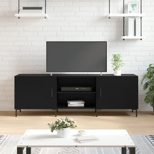 fekete szerelt fa TV-szekrény 150 x 30 x 50 cm
