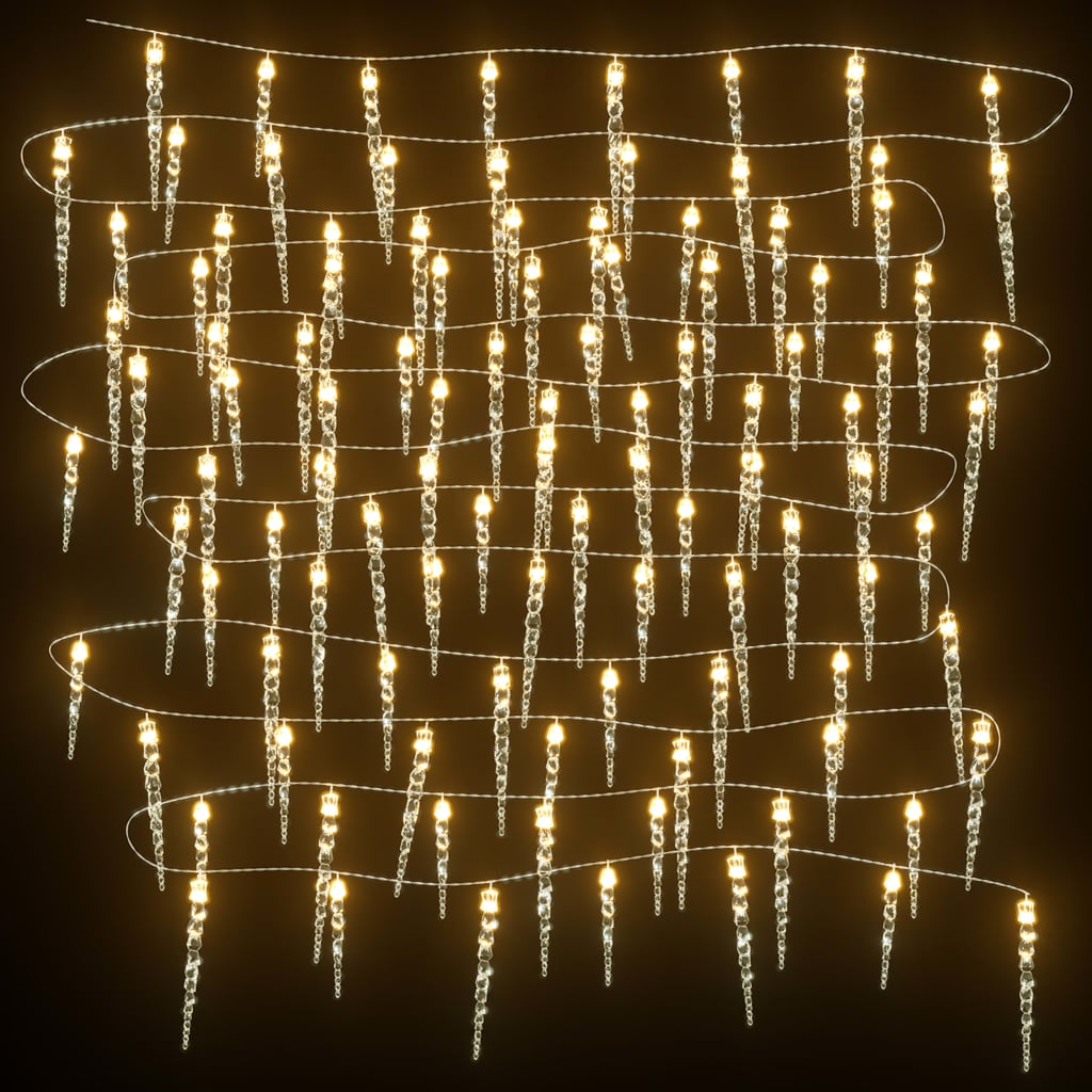 karácsonyi jégcsapfény 100 LED meleg fehér 10 m akril PVC