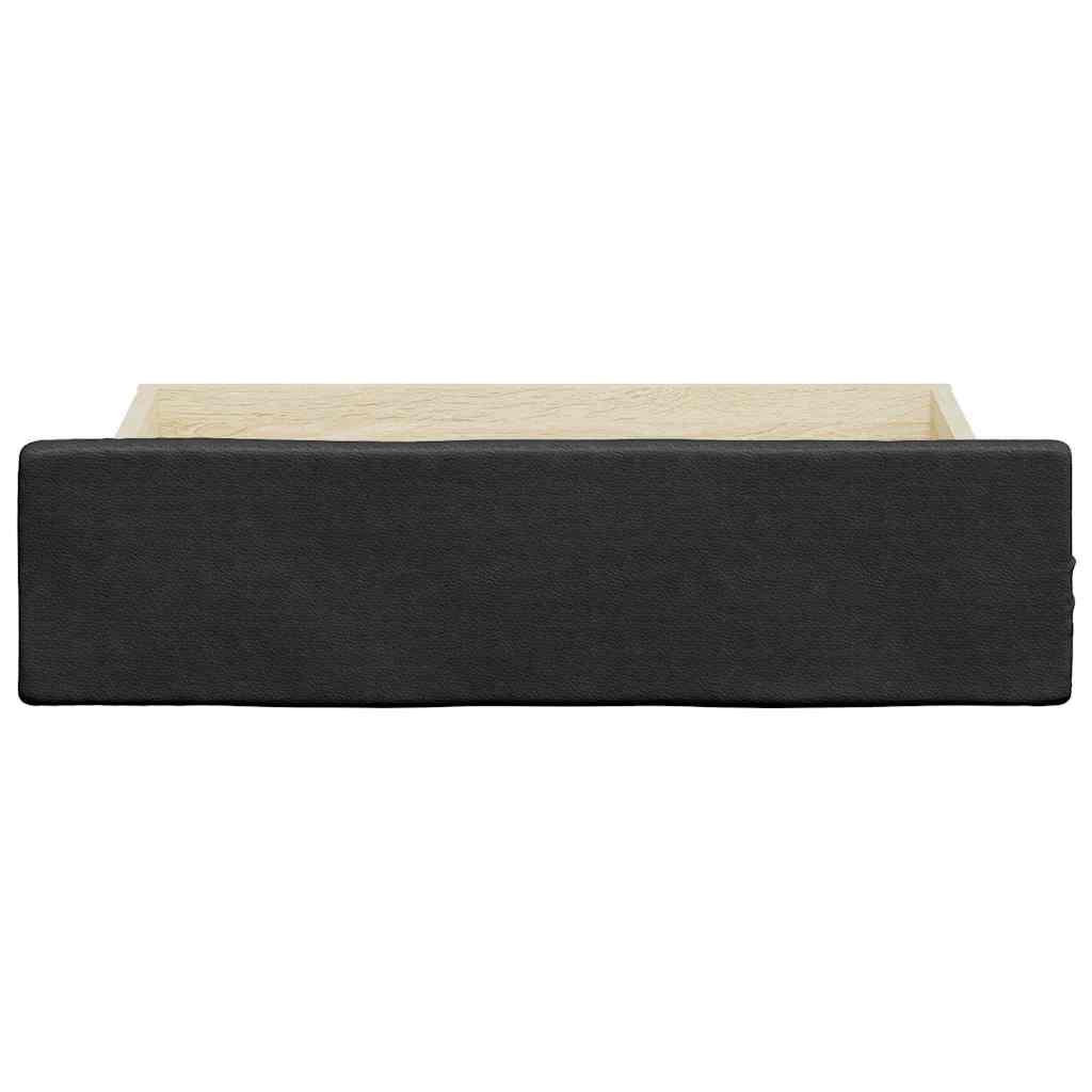 2 db fekete szerelt fa és műbőr ágynemű tartó fiók