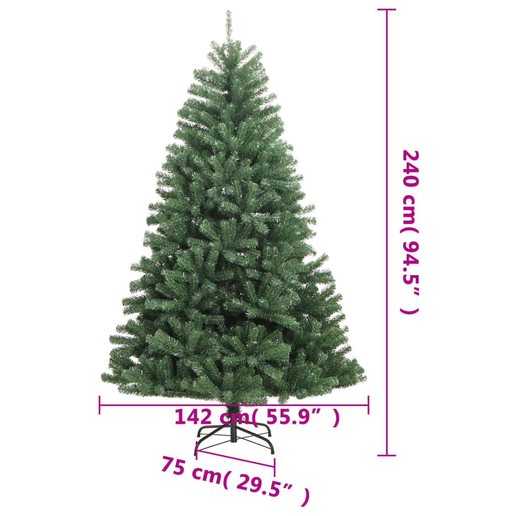 zöld csuklópántos műkarácsonyfa állvánnyal 240 cm