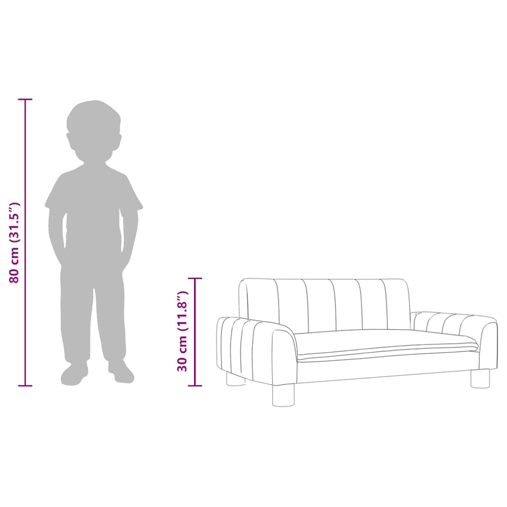 barna gyerek műbőrkanapé 70 x 45 x 30 cm