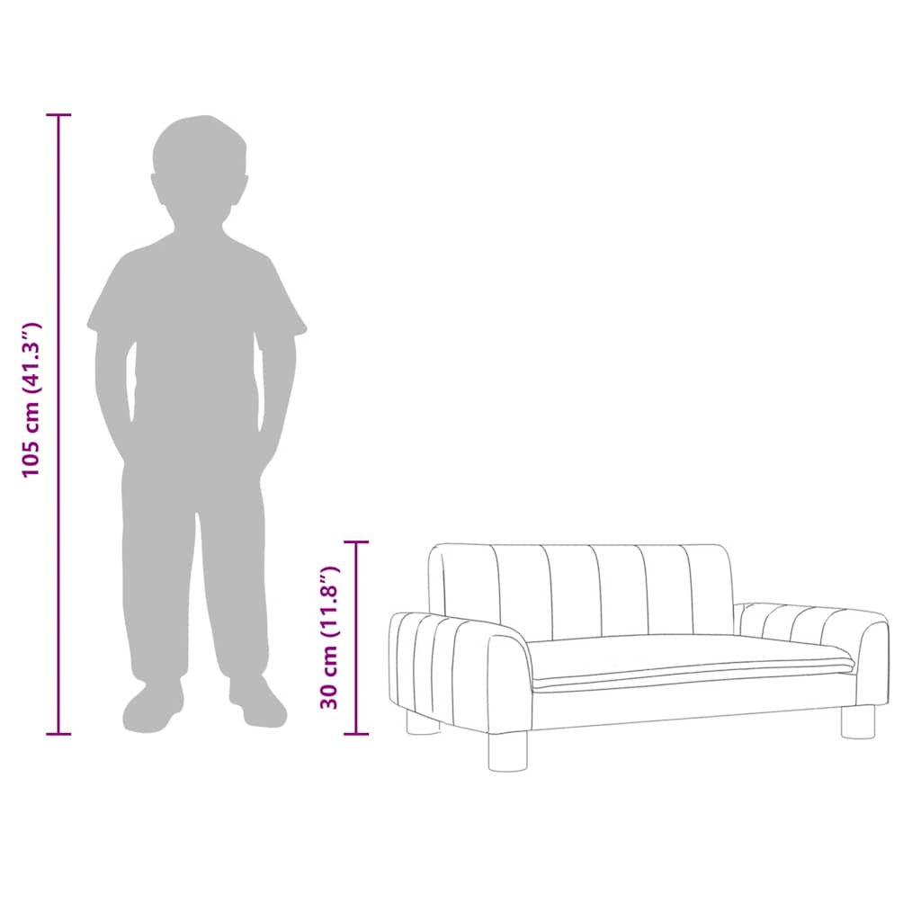 barna gyerek műbőrkanapé 70 x 45 x 30 cm