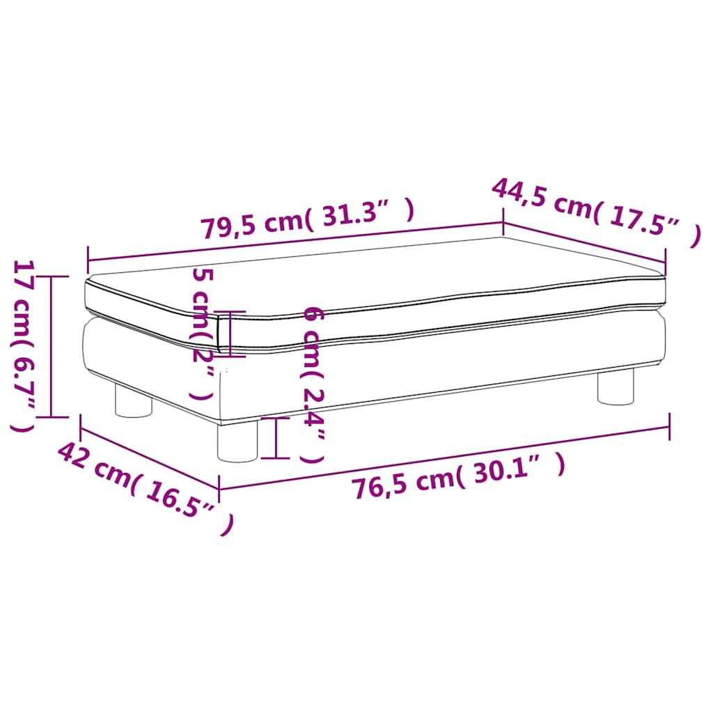 sötétszürke gyerek bársonykanapé lábzsámollyal 100x50x30 cm