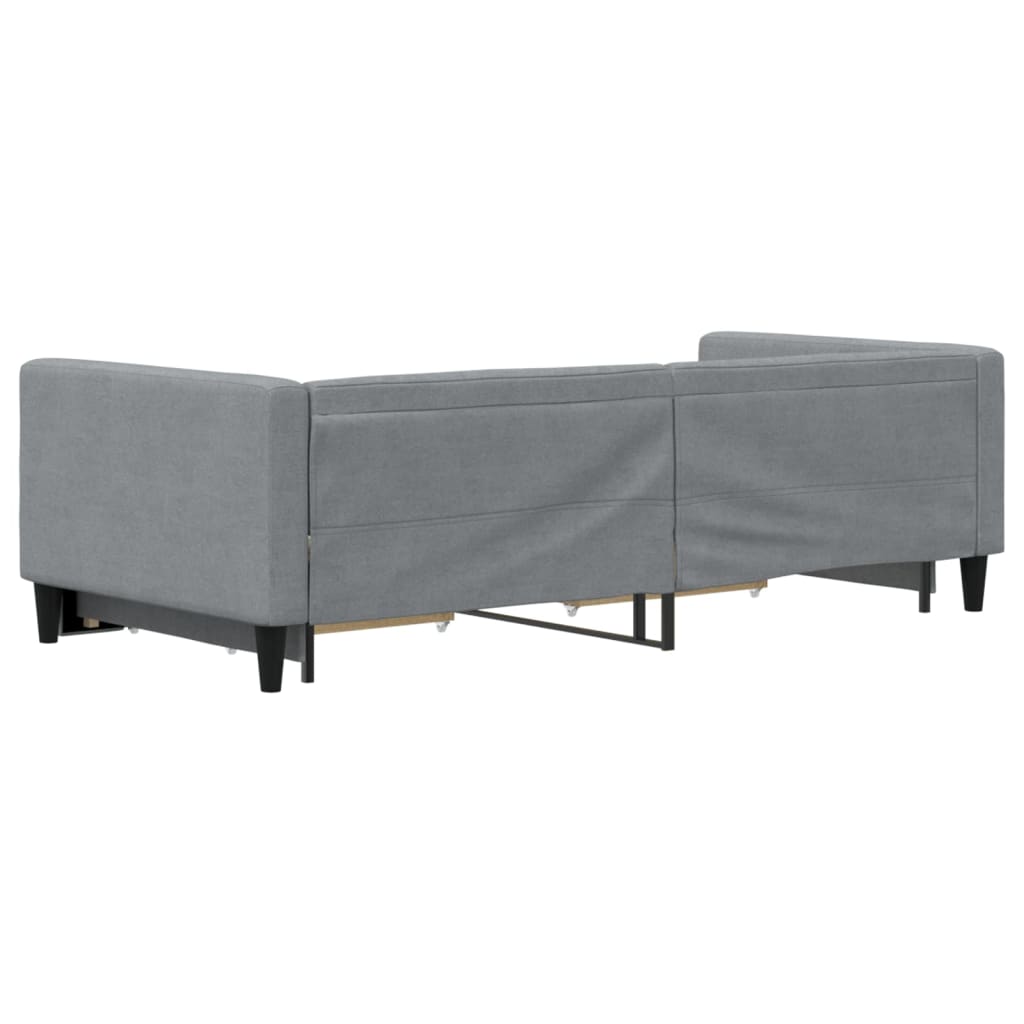 világosszürke kihúzható szövet heverő fiókokkal 90 x 200 cm