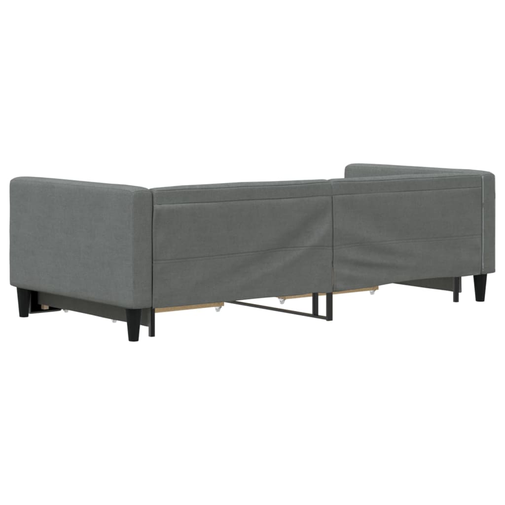sötétszürke kihúzható szövet heverő fiókokkal 90 x 200 cm