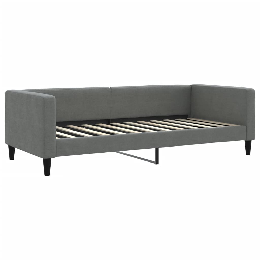 sötétszürke kihúzható szövet heverő fiókokkal 90 x 200 cm