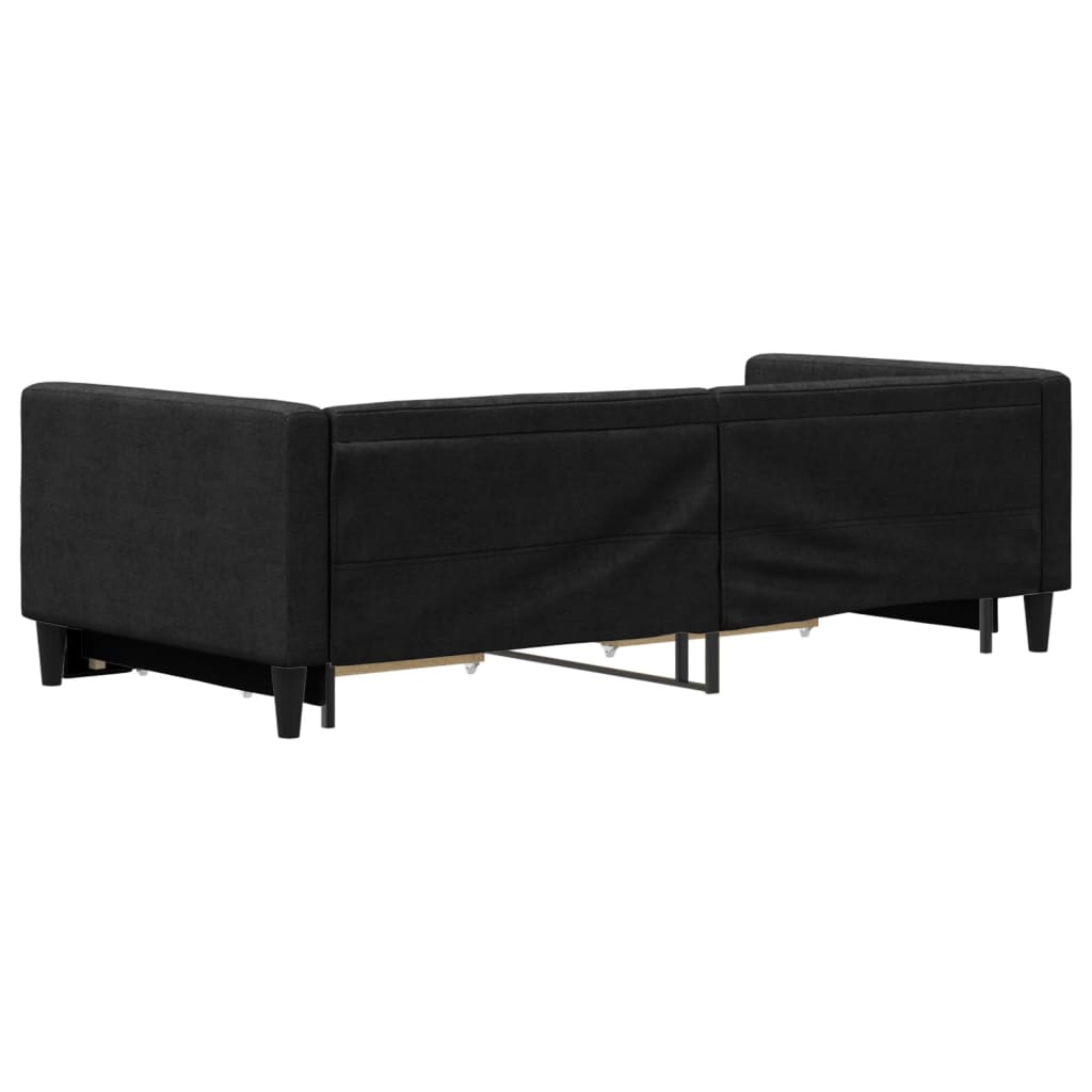 fekete kihúzható szövet heverő fiókokkal 90 x 200 cm