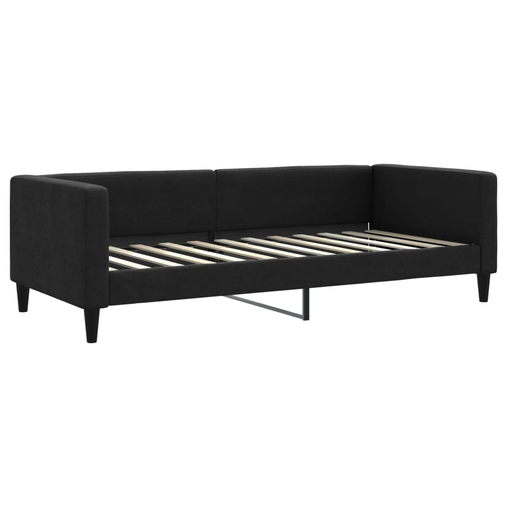 fekete kihúzható szövet heverő fiókokkal 90 x 200 cm