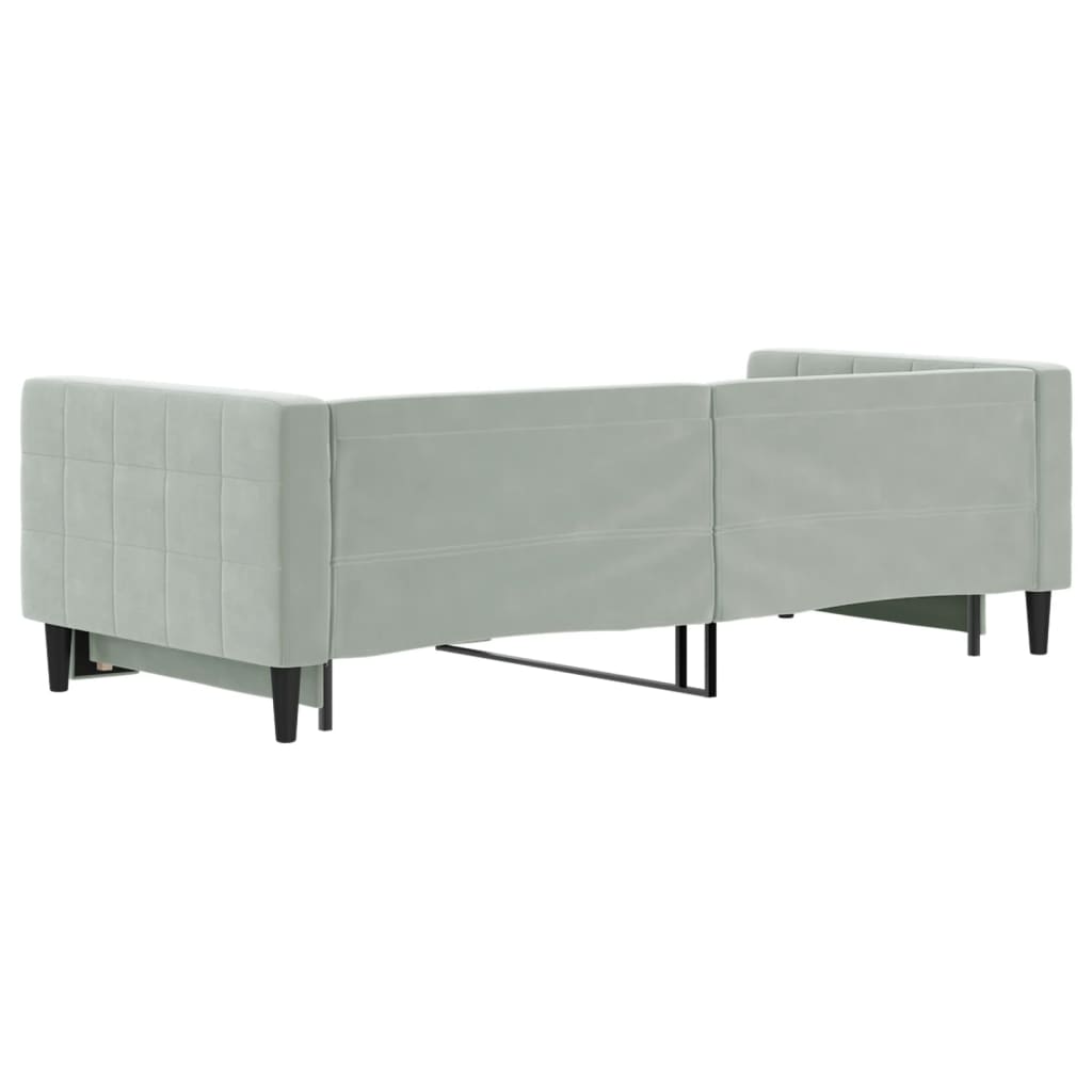 világosszürke kihúzható bársony heverő 90 x 200 cm