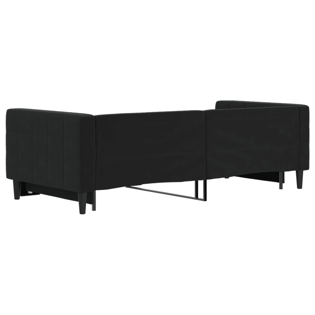 fekete kihúzható bársony heverő 90x200 cm