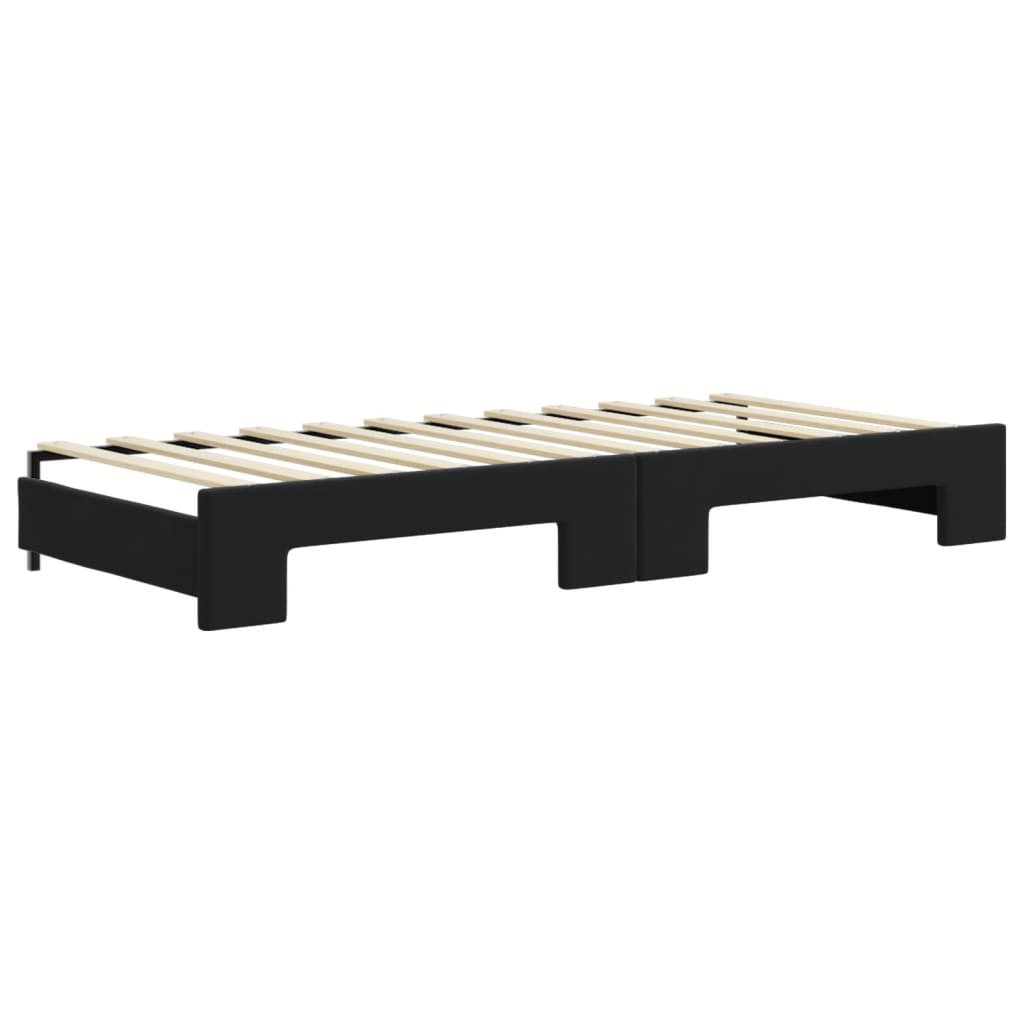 fekete kihúzható bársony heverő fiókkal 90 x 200 cm