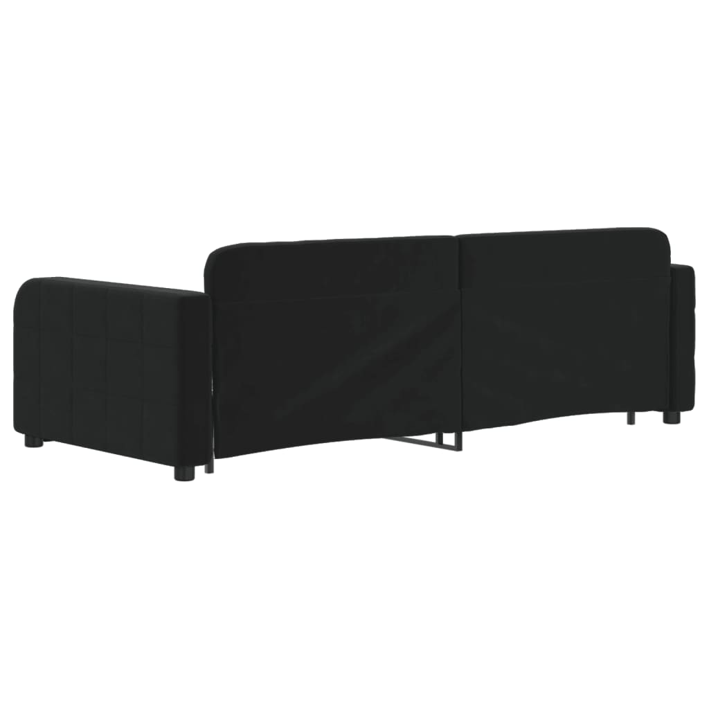 fekete kihúzható bársony heverő fiókkal 90 x 200 cm