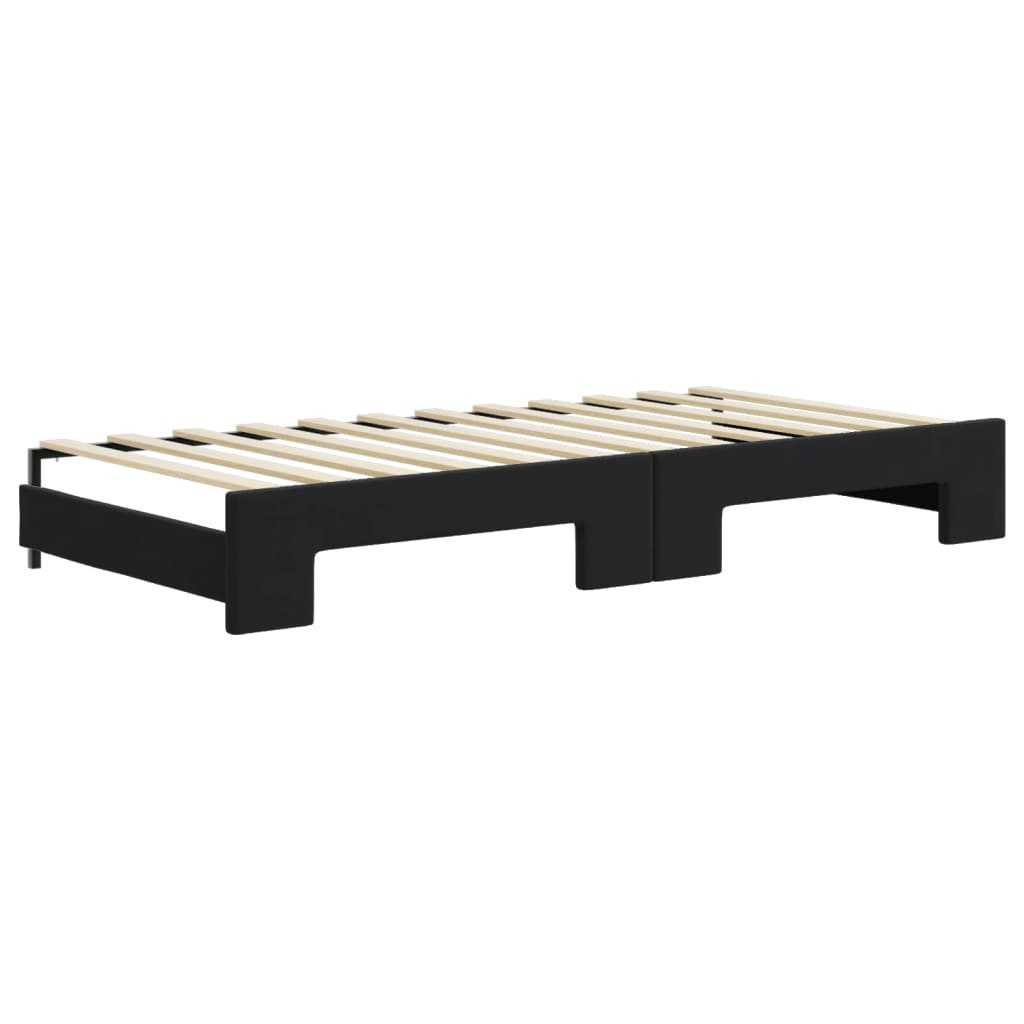 fekete kihúzható bársony heverő fiókkal 90 x 200 cm