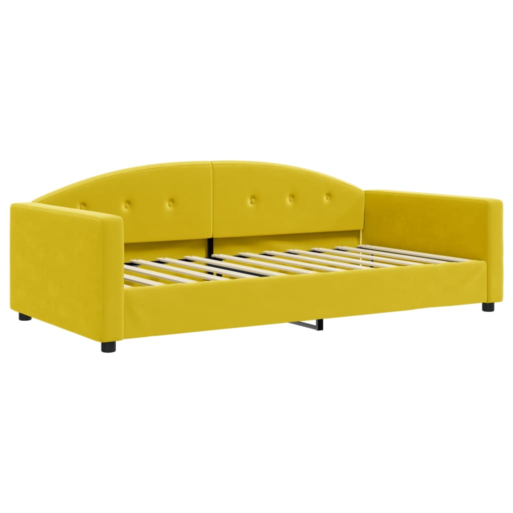 sárga kihúzható bársonyheverő 100 x 200 cm