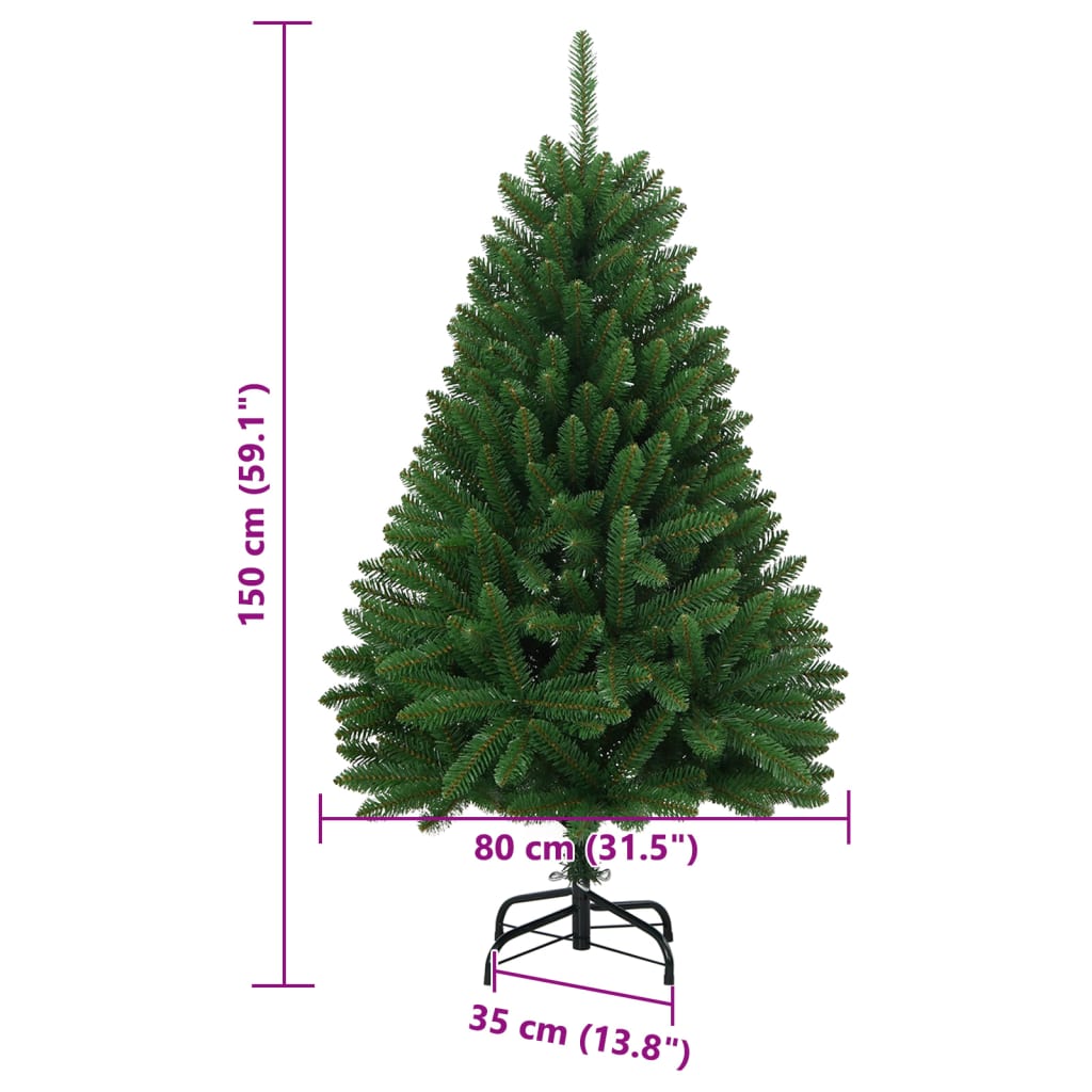 zöld csuklópántos műkarácsonyfa állvánnyal 150 cm