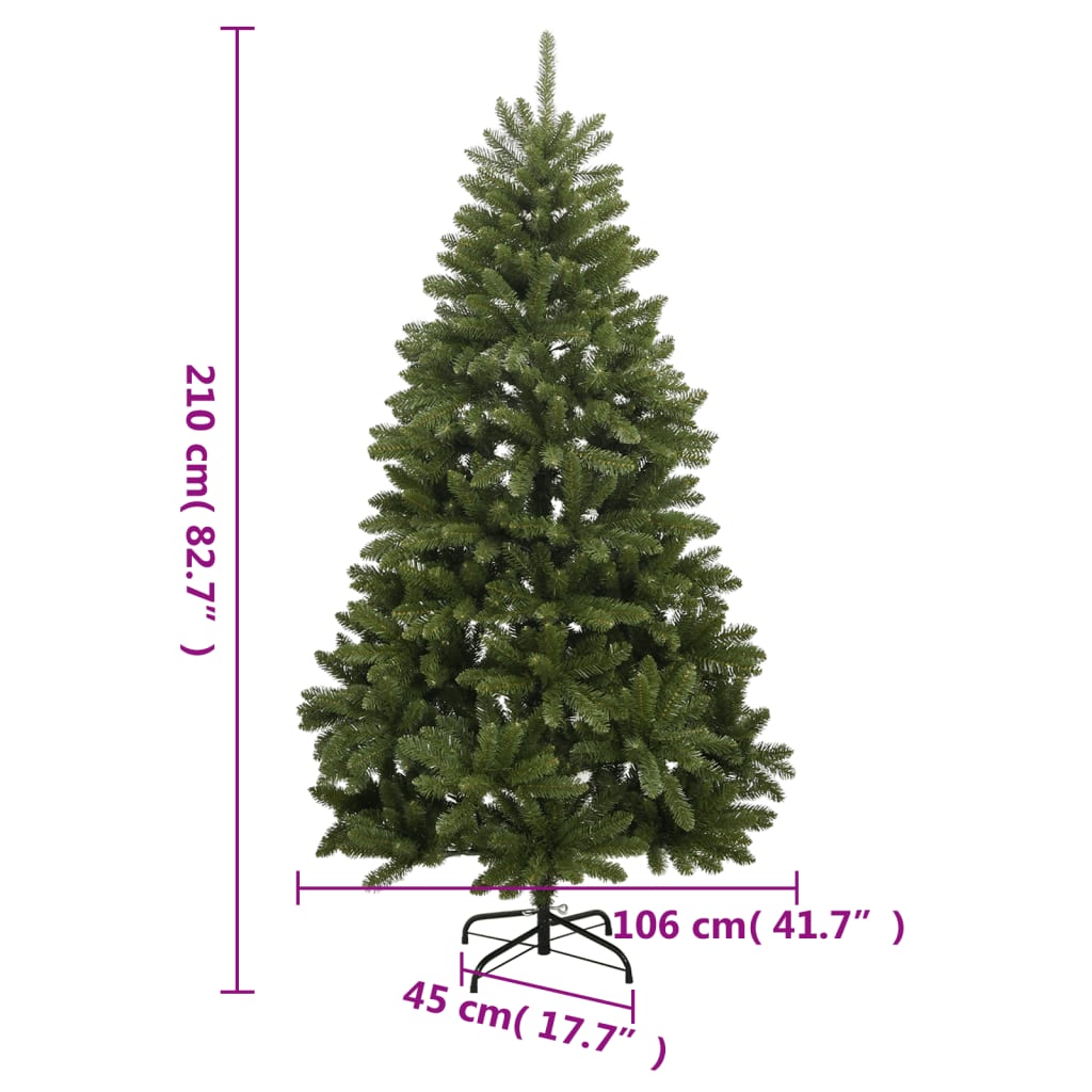 zöld csuklópántos műkarácsonyfa állvánnyal 210 cm