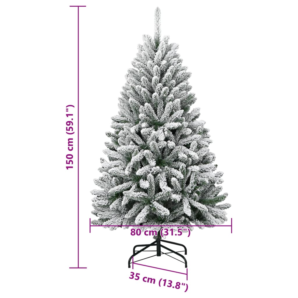csuklópántos műkarácsonyfa hóval 150 cm