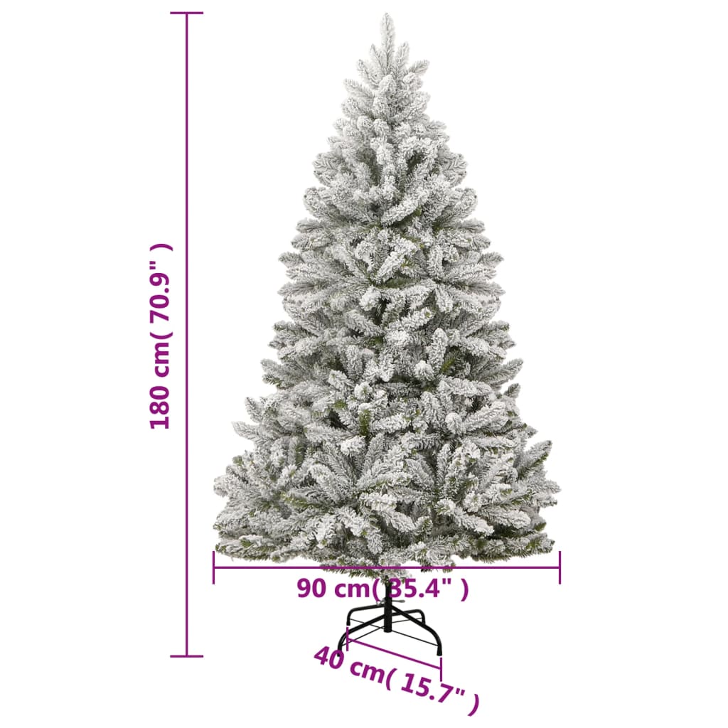 csuklópántos műkarácsonyfa hóval 180 cm