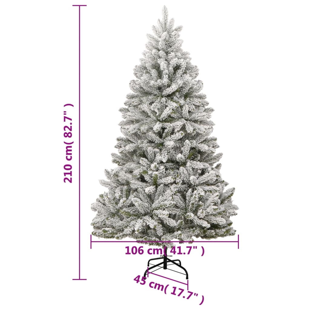 csuklópántos műkarácsonyfa hóval 210 cm