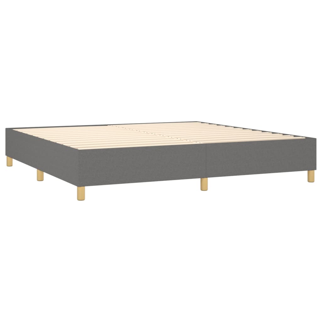 sötétszürke szövet rugós ágy matraccal 200 x 200 cm