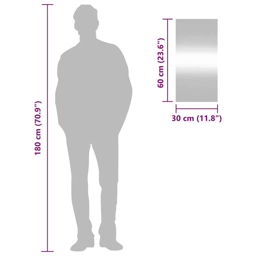 téglalap alakú üveg falitükör 30 x 60 cm