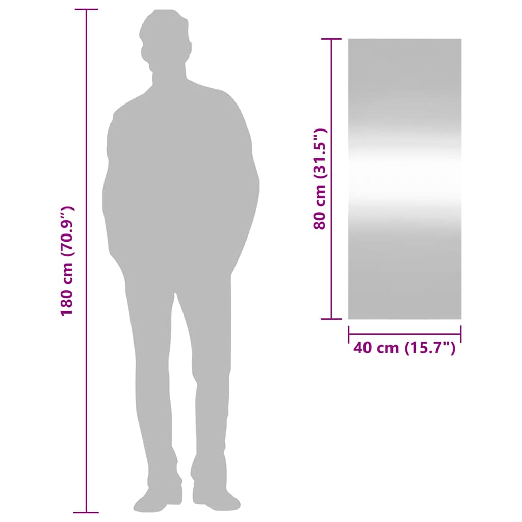 téglalap alakú üveg falitükör 40 x 100 cm