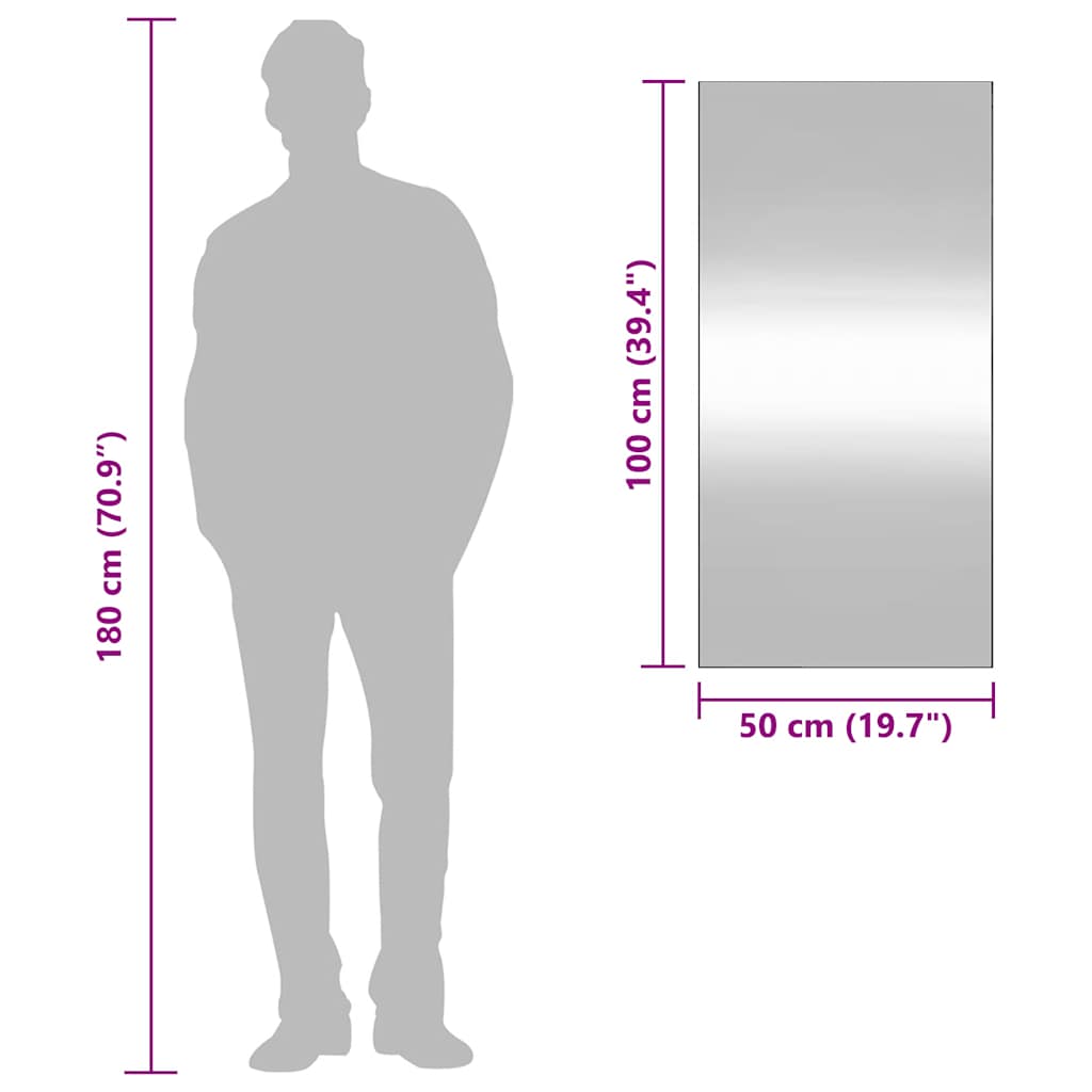 téglalap alakú üveg falitükör 50 x 100 cm