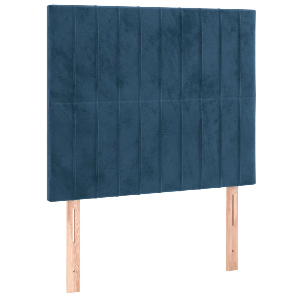 sötétkék bársony rugós ágy matraccal 80 x 200 cm
