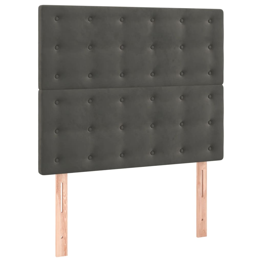 sötétszürke bársony rugós ágy matraccal 80 x 200 cm