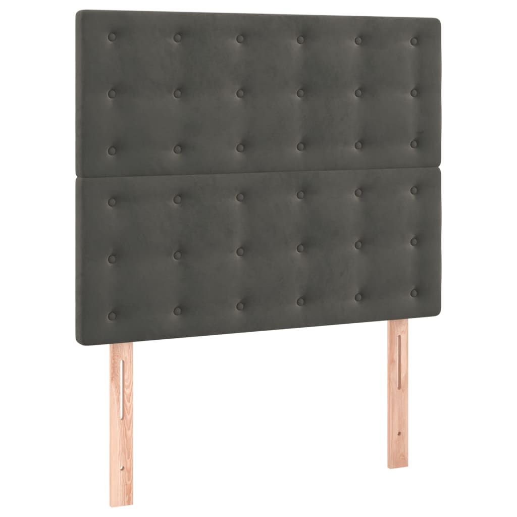 sötétszürke bársony rugós ágy matraccal 120 x 200 cm