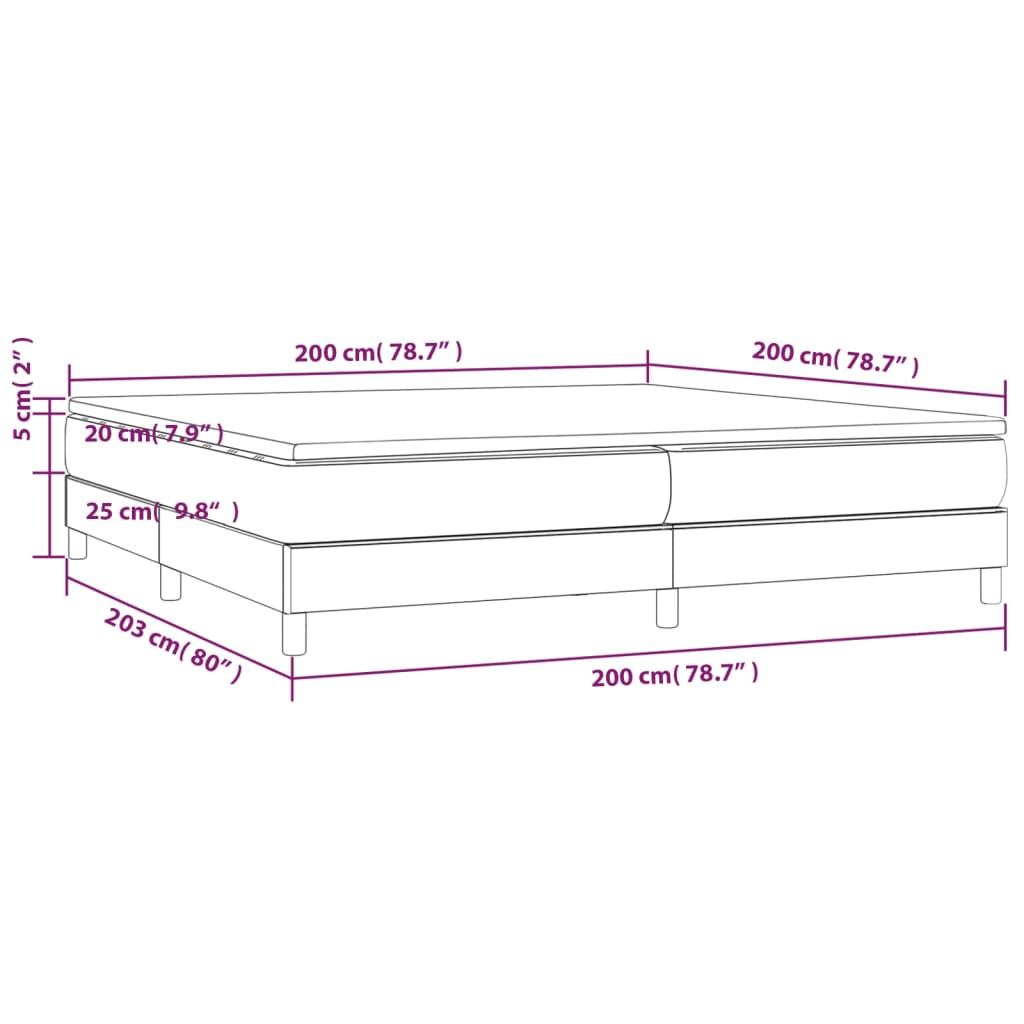 sötétszürke bársony rugós ágy matraccal 200x200 cm