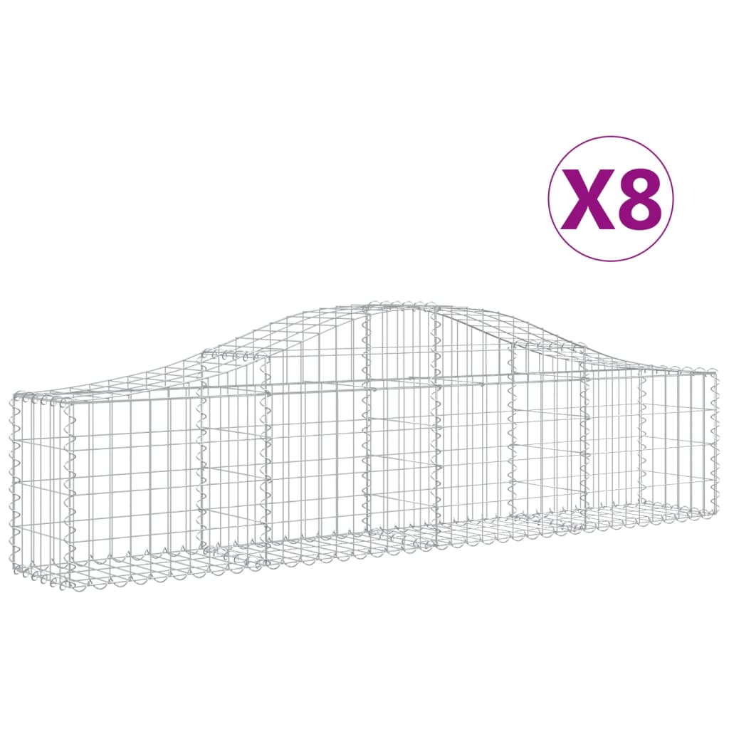 8 db íves horganyzott vas gabion kosár 200x30x40/60 cm