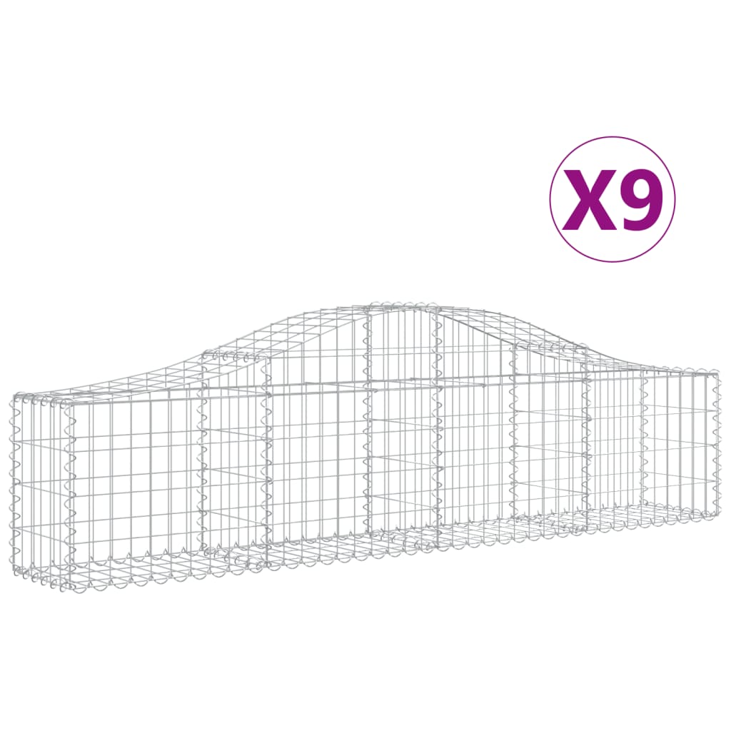 9 db íves horganyzott vas gabion kosár 200x30x40/60 cm