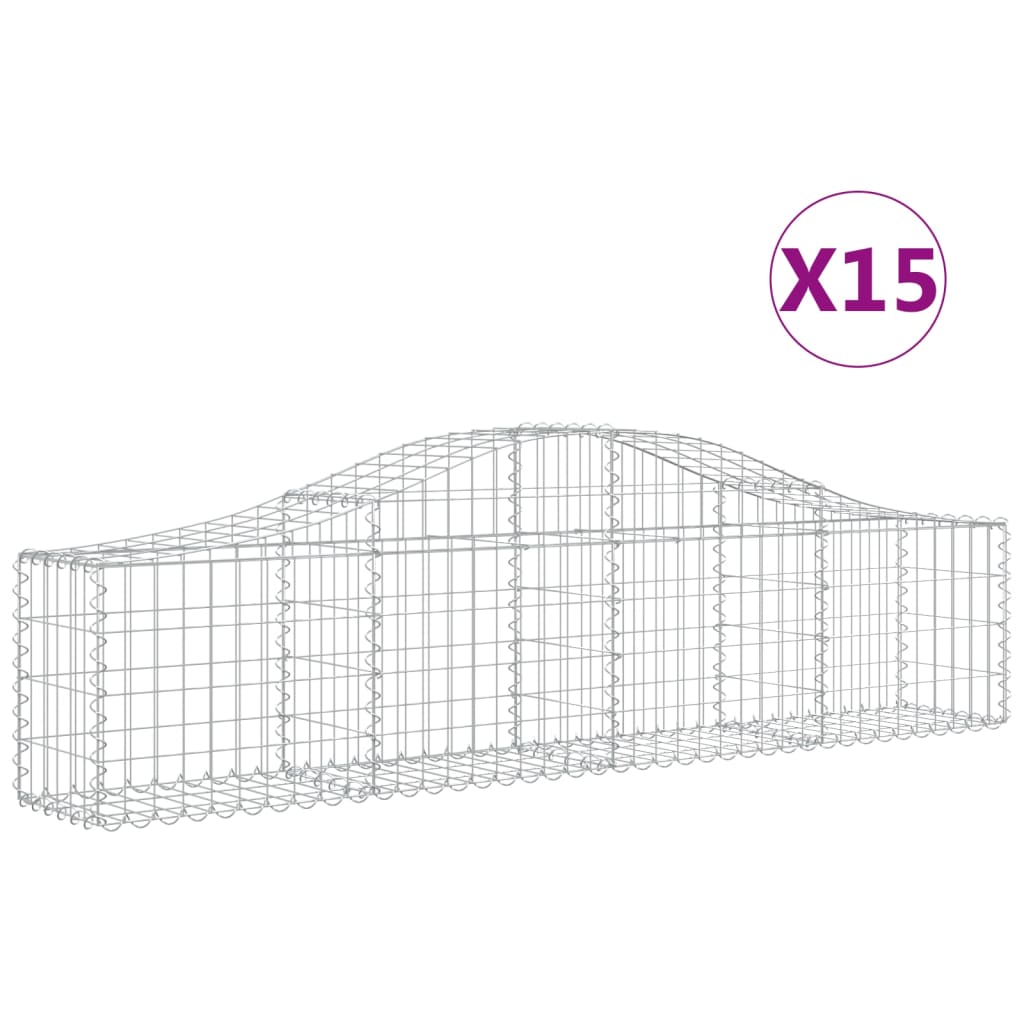 15 db íves horganyzott vas gabion kosár 200x30x40/60 cm