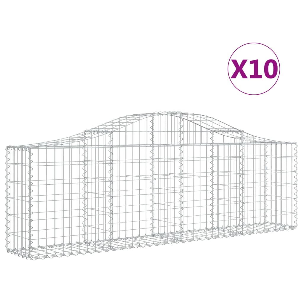 10 db íves horganyzott vas gabion kosár 200x30x60/80 cm