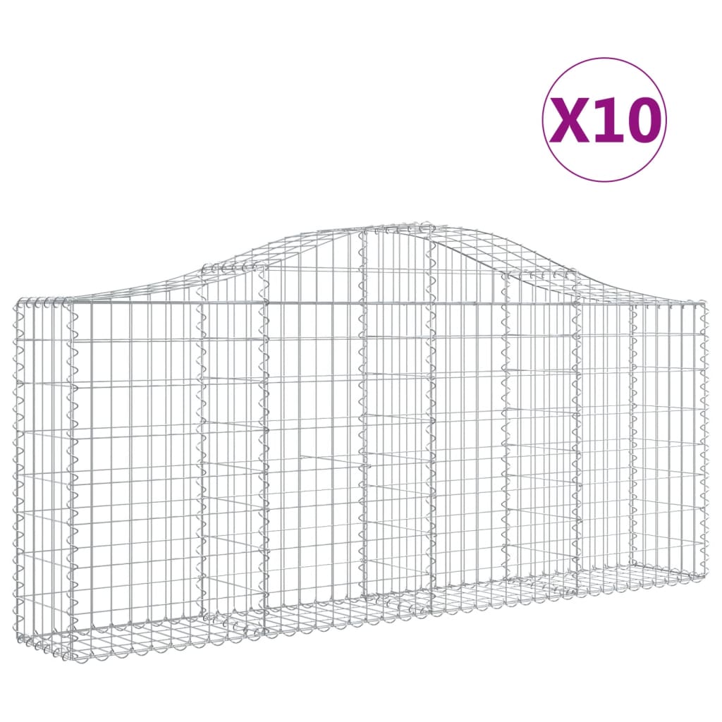 10 db íves horganyzott vas gabion kosár 200x30x80/100 cm