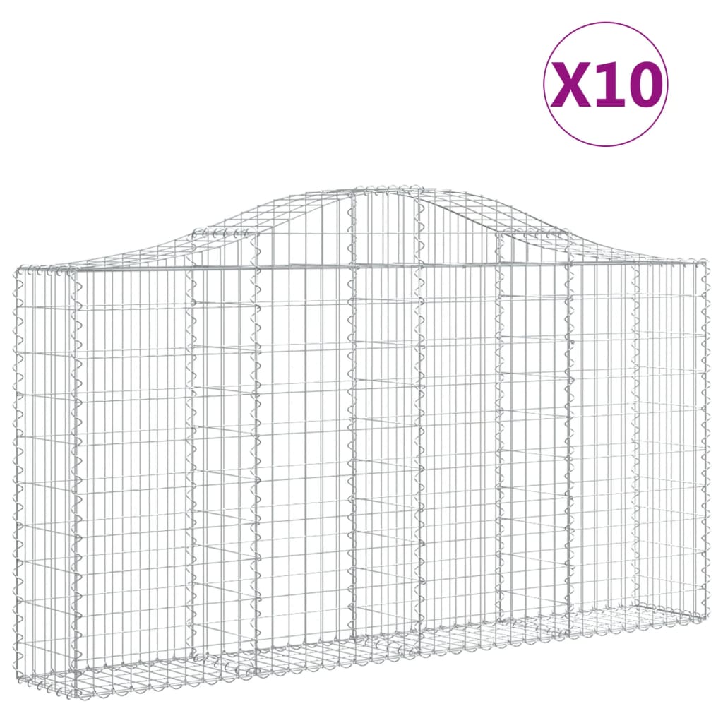 10 db íves horganyzott vas gabion kosár 200x30x100/120 cm